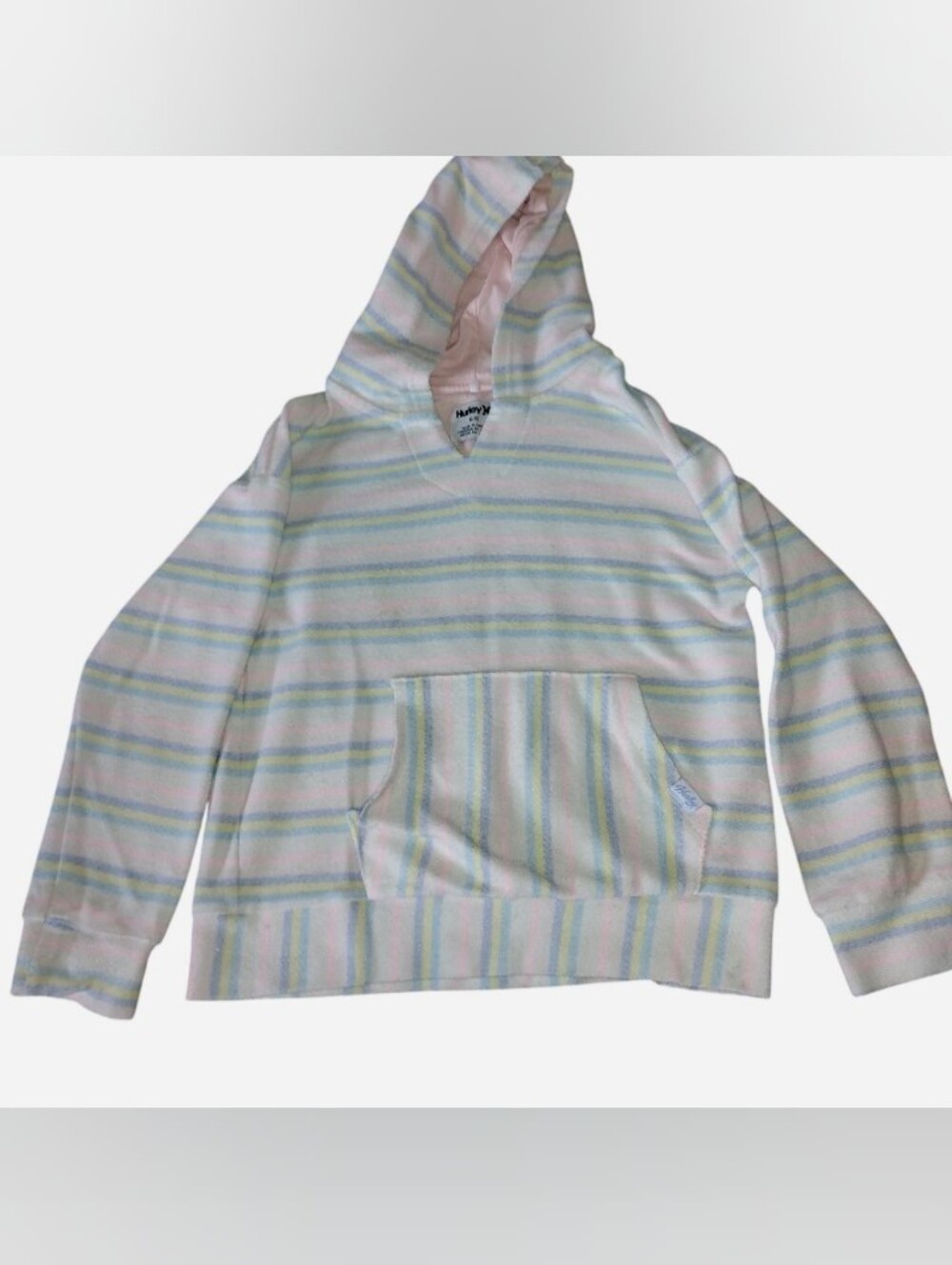 Hurley Girls Pastel Striped Pullover Hoodie Sweatshirt Size M (10/12)